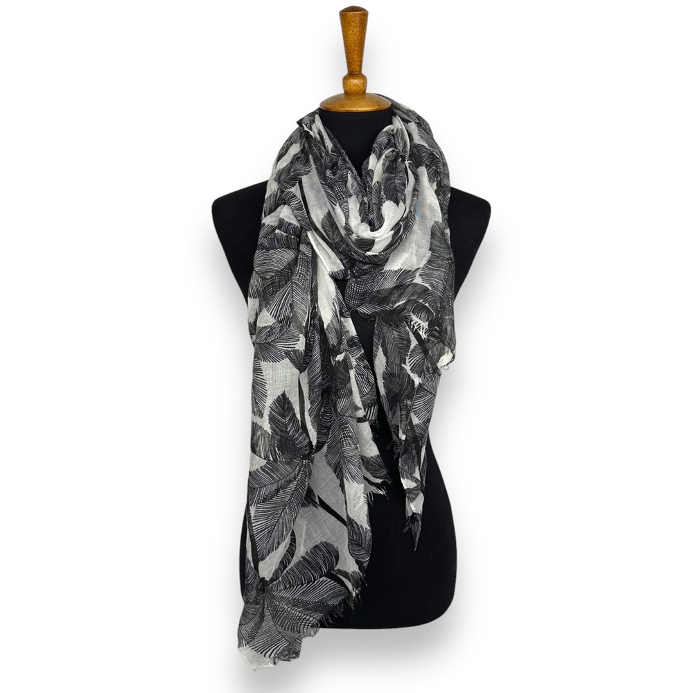 Amiee Lynn black and white palm leaf print scarf